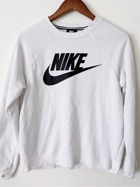 Nike White Pullover with Black Logo medium